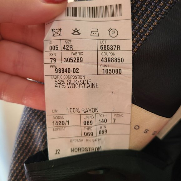 Joseph Abboud Nordstrom US Men's Size 42R Silk Wool Navy Sport Coat - Picture 10 of 14